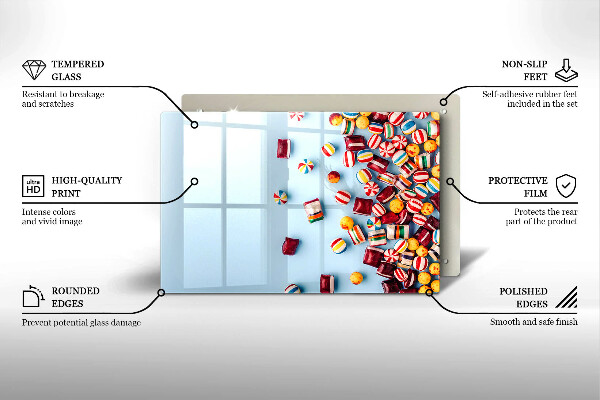 Herdabdeckplatte glas Bunte Bonbons