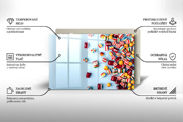 Herdabdeckplatte glas Bunte Bonbons