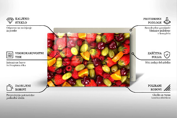 Herdabdeckplatte glas Sommerfrüchte