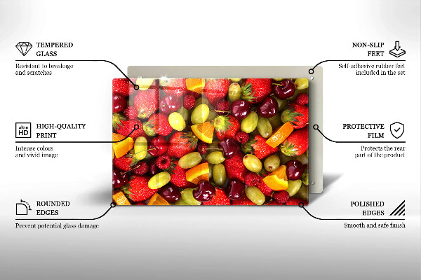 Herdabdeckplatte glas Sommerfrüchte