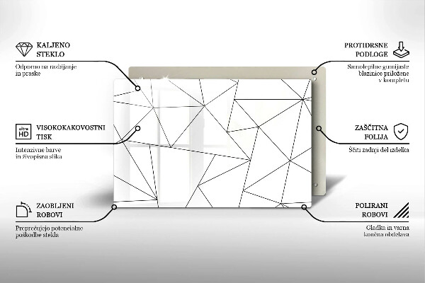 Herdabdeckplatte glas Weiße Dreiecke
