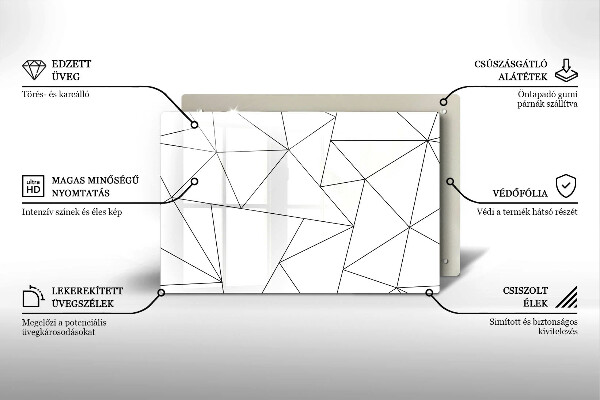 Herdabdeckplatte glas Weiße Dreiecke
