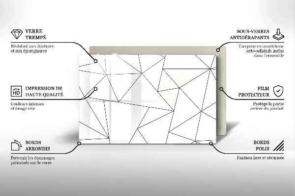 Herdabdeckplatte glas Weiße Dreiecke