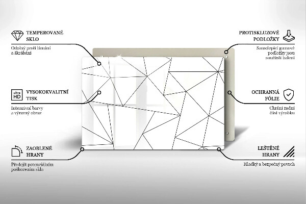 Herdabdeckplatte glas Weiße Dreiecke
