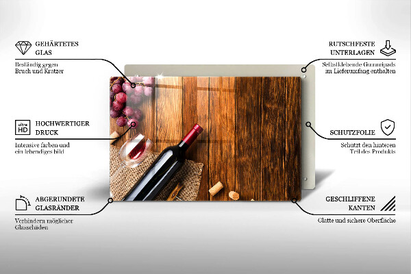 Herdabdeckplatte glas Eine Flasche Rotwein