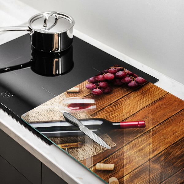 Herdabdeckplatte glas Eine Flasche Rotwein