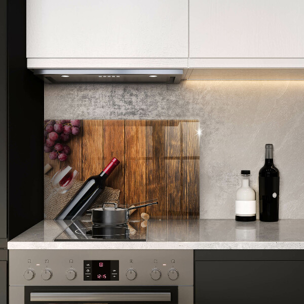 Herdabdeckplatte glas Eine Flasche Rotwein