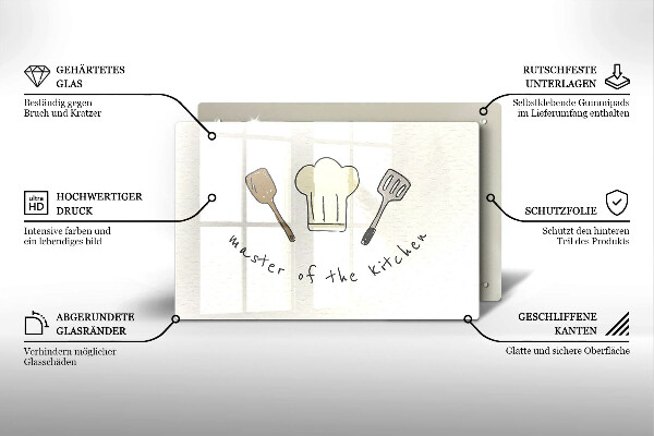 Herdabdeckplatte glas Master of the Kitchen