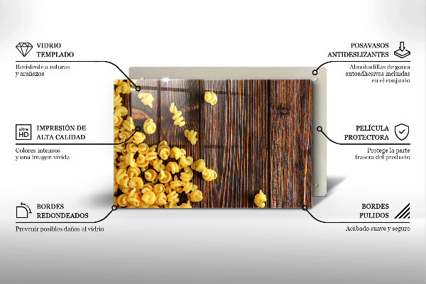 Herdabdeckplatte glas Nudeln auf dem Tisch