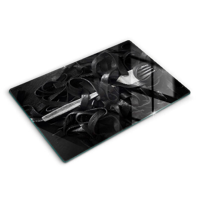 Herdabdeckplatte glas Schwarze Tagliatelle-Nudeln