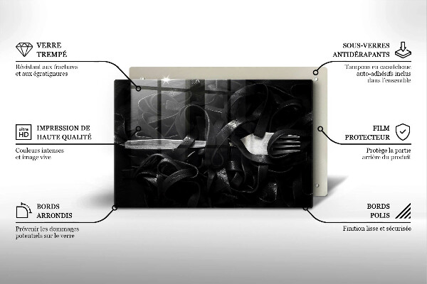 Herdabdeckplatte glas Schwarze Tagliatelle-Nudeln