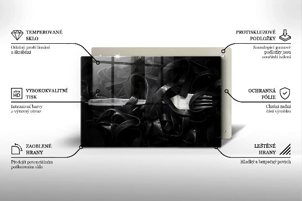 Herdabdeckplatte glas Schwarze Tagliatelle-Nudeln