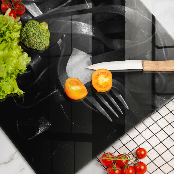 Herdabdeckplatte glas Schwarze Tagliatelle-Nudeln