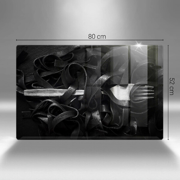 Herdabdeckplatte glas Schwarze Tagliatelle-Nudeln