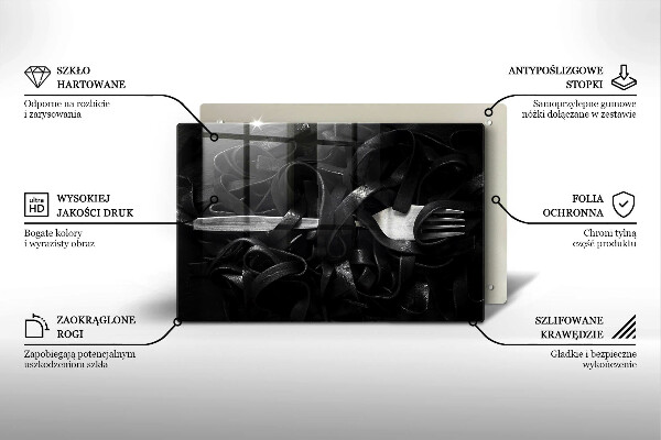 Herdabdeckplatte glas Schwarze Tagliatelle-Nudeln