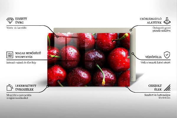 Herdabdeckplatte glas Nahaufnahme von Kirschen