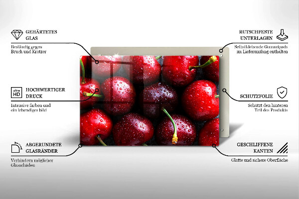 Herdabdeckplatte glas Nahaufnahme von Kirschen