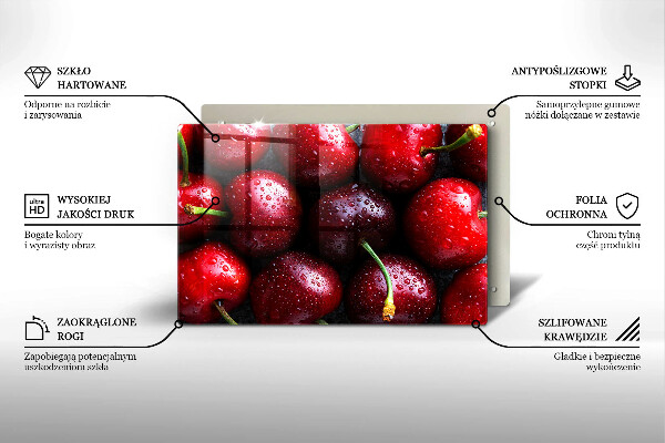 Herdabdeckplatte glas Nahaufnahme von Kirschen