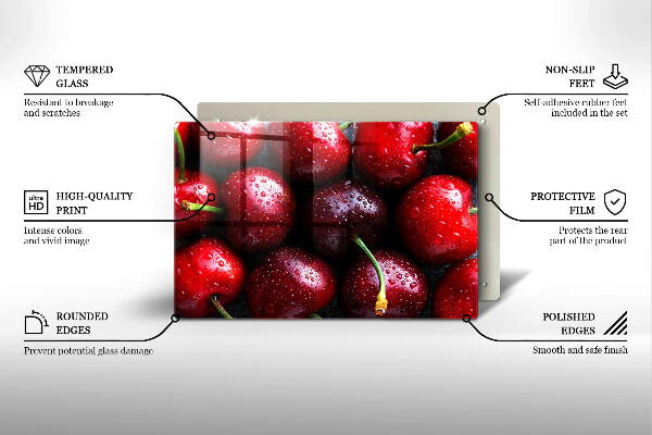 Herdabdeckplatte glas Nahaufnahme von Kirschen