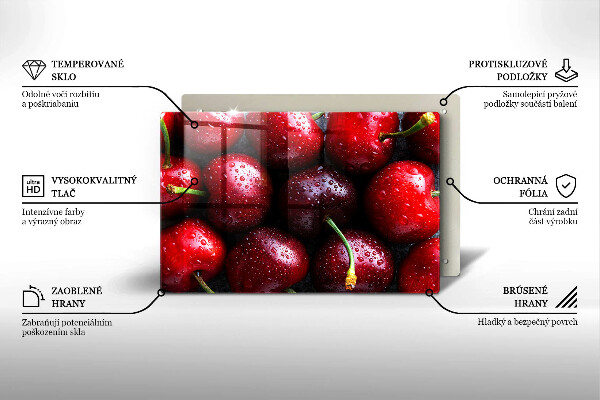 Herdabdeckplatte glas Nahaufnahme von Kirschen