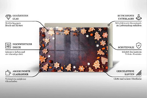 Herdabdeckplatte glas Lebkuchenweihnachten