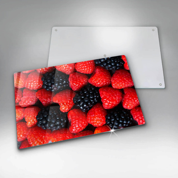 Herdabdeckplatte glas Himbeeren und Brombeeren