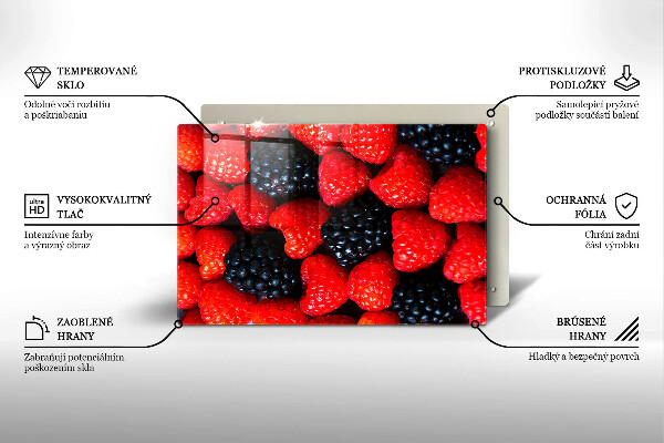 Herdabdeckplatte glas Himbeeren und Brombeeren