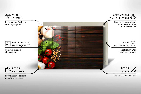 Herdabdeckplatte glas Gemüse auf dem Tisch