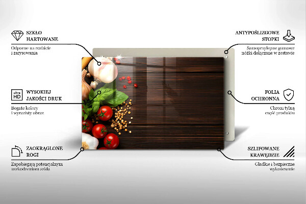 Herdabdeckplatte glas Gemüse auf dem Tisch