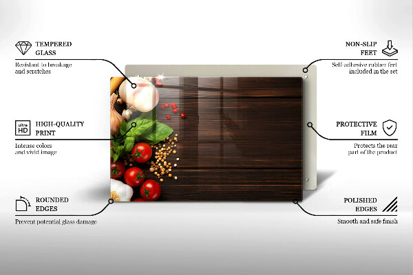 Herdabdeckplatte glas Gemüse auf dem Tisch