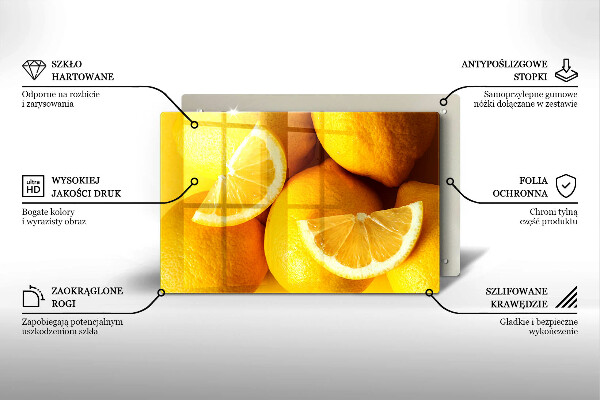 Herdabdeckplatte glas Saftige Zitronen