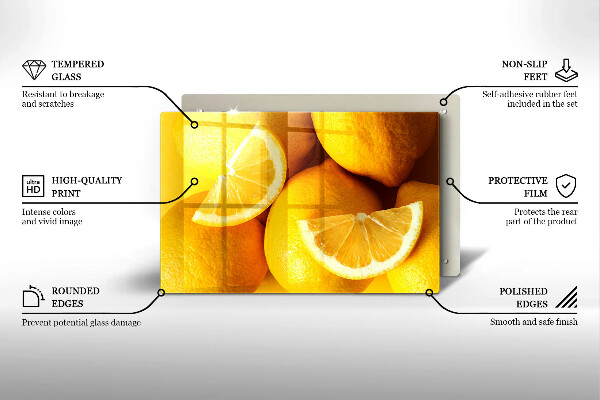 Herdabdeckplatte glas Saftige Zitronen