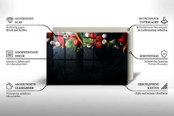 Herdabdeckplatte glas Buntes Gemüse