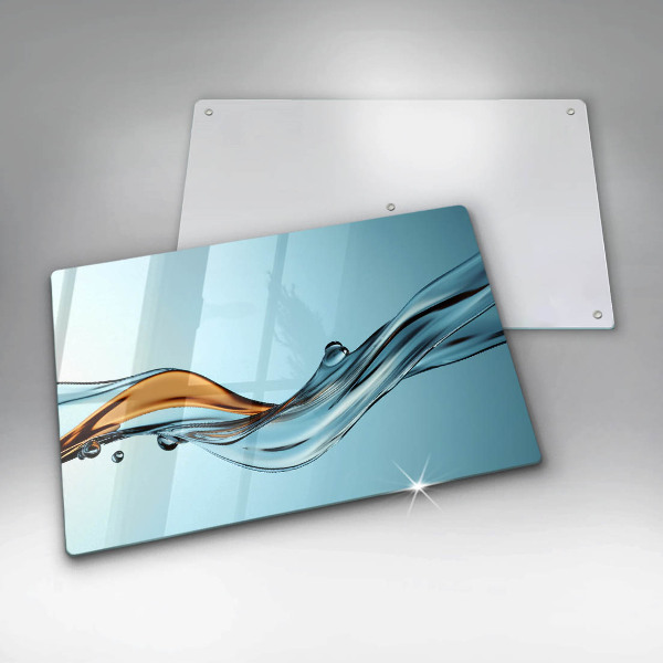 Herdabdeckplatte glas Wasser auf blauem Hintergrund