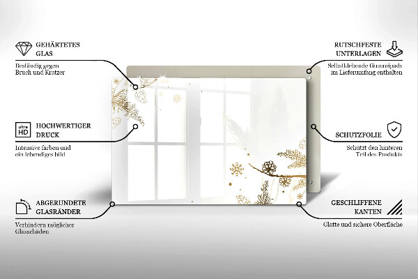 Herdabdeckplatte glas Winterdekorationen