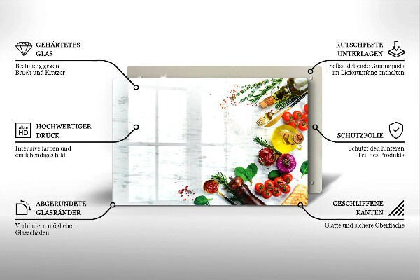 Herdabdeckplatte glas Gemüse und Gewürze