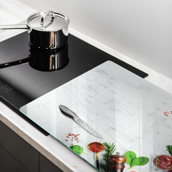 Herdabdeckplatte glas Gemüse und Gewürze