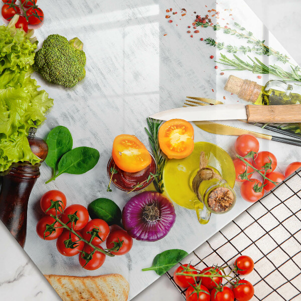 Herdabdeckplatte glas Gemüse und Gewürze