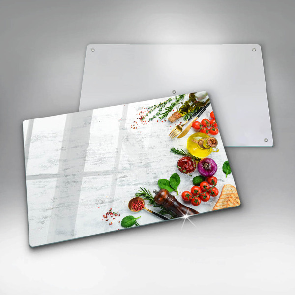 Herdabdeckplatte glas Gemüse und Gewürze