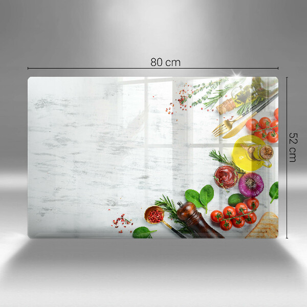 Herdabdeckplatte glas Gemüse und Gewürze