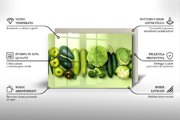 Herdabdeckplatte glas Grünes Obst und Gemüse