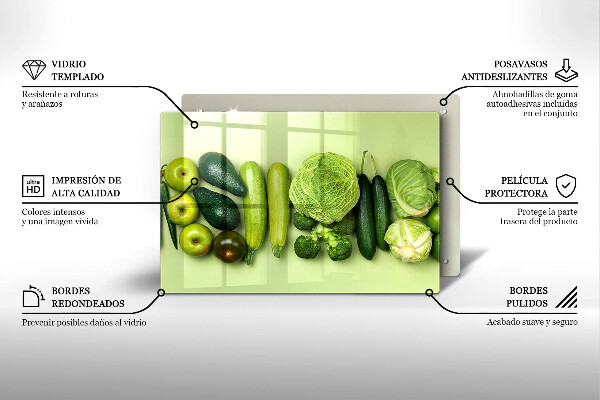 Herdabdeckplatte glas Grünes Obst und Gemüse
