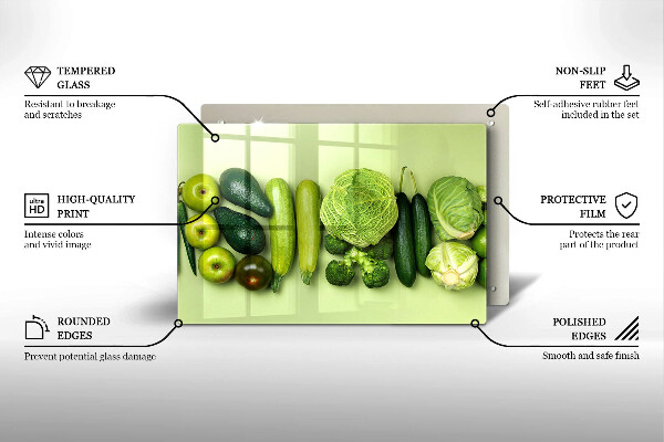 Herdabdeckplatte glas Grünes Obst und Gemüse