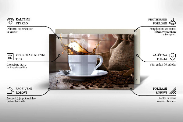 Herdabdeckung Tasse und Kaffeebohnen