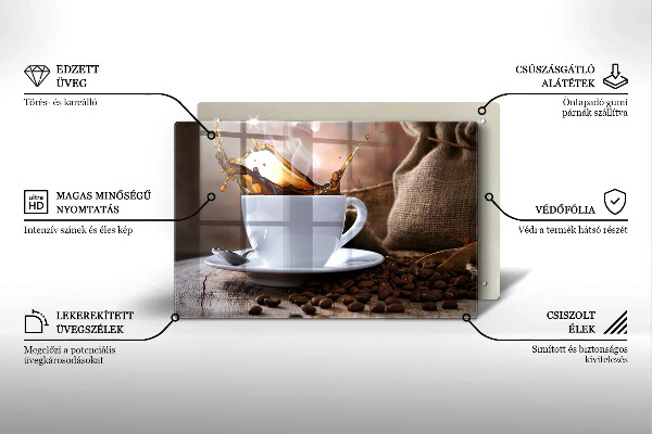 Herdabdeckung Tasse und Kaffeebohnen
