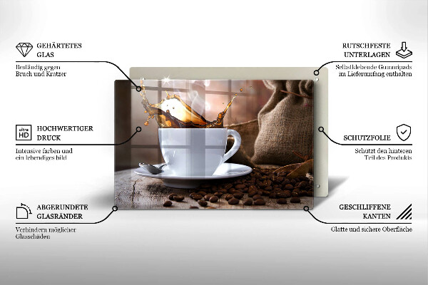 Herdabdeckung Tasse und Kaffeebohnen