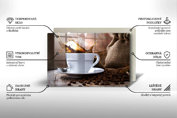 Herdabdeckung Tasse und Kaffeebohnen