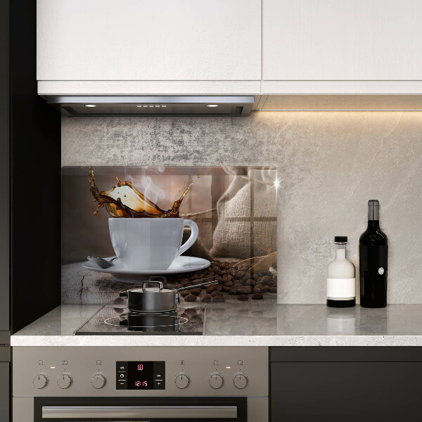 Herdabdeckung Tasse und Kaffeebohnen