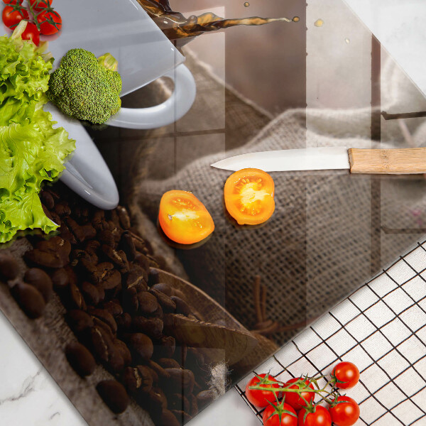 Herdabdeckung Tasse und Kaffeebohnen