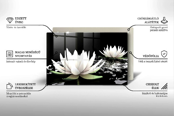 Herdabdeckung Weiße Lilien auf dem Wasser